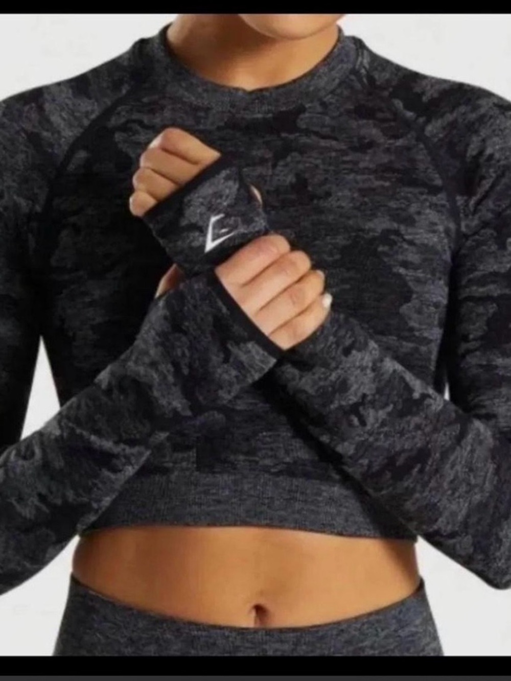 Gymshark Women's Black Camo Crop Top
